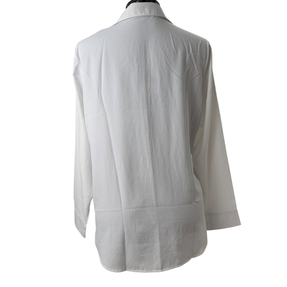 Diosun Womens White Button Down Shirt Mediu Stretch Basic Light Academia Office - Picture 3 of 9